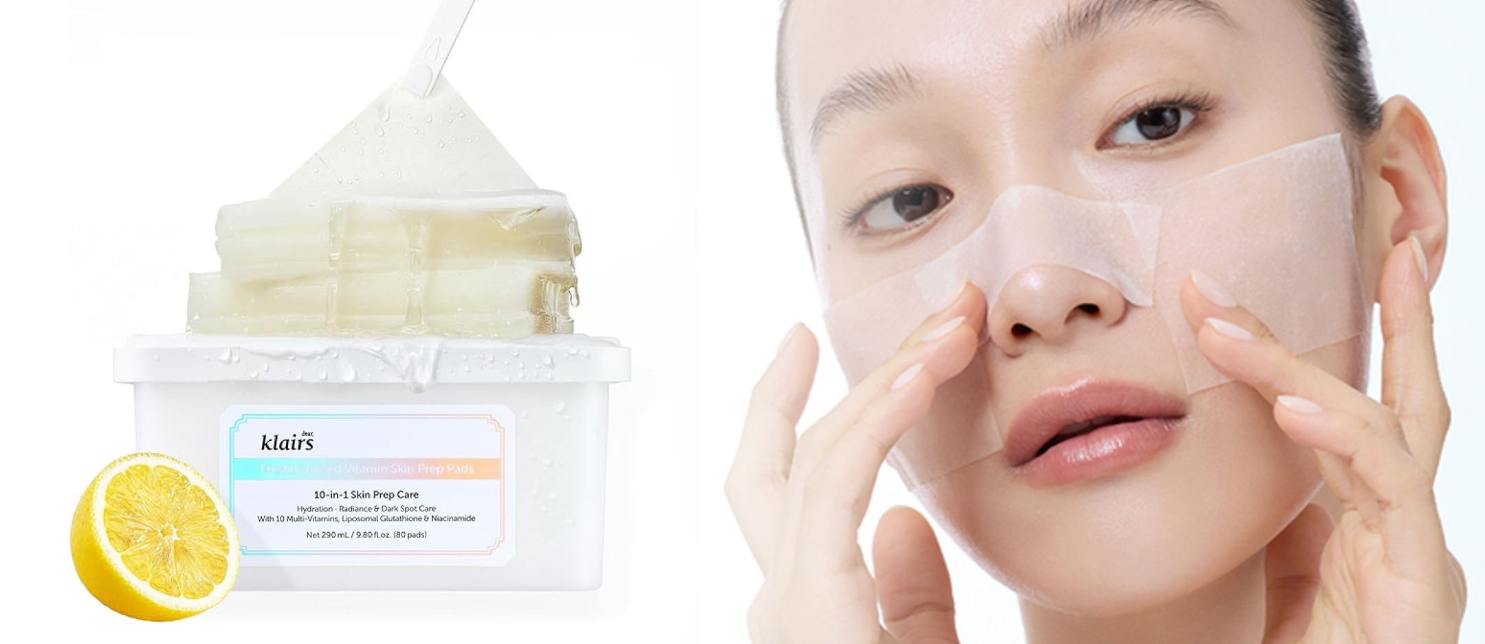 제품 옵션은 자유롭게 선택 가능합니다내부 링크좋아요! Korean makeup prep starts with cooling down the skin and refining texture.makes the foundation meltModel applying a Laundryou toner pad on her cheek, showcasing a hydrating and soothing sheet pad designed for easy daily skincare use.Laundryou Moist Toner Pad container featuring 60 gentle, moisturizing toner pads designed for hydrating and calming daily skin care routines.Screenshot of a positive review noting the soothing, hydrating, and easy-to-use design of the Laundryou toner pads.(G)I-DLE’s Shuhua’s makeup artist uses Klairs Freshly Juiced Vitamin Skin Prep Pads as part of Shuhua’s skin prep for a flawless base.Klairs Freshly Juiced Vitamin Skin Prep Pads shown in a white rectangular container alongside a model applying the pads to her cheeks and nose, highlighting their hydrating, brightening, and soothing benefits with multi-vitamins and niacinamide.