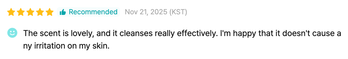 Hetras Santal Fresh body wash Hwahae review screenshot showing high ratings