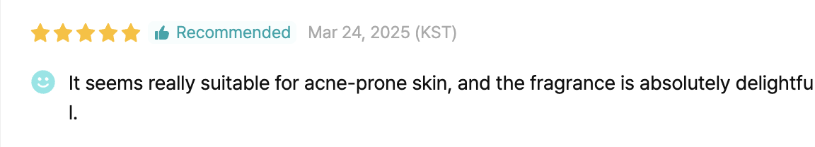 Medicube Red Acne Body Wash Hwahae review screenshot with strong user ratings.