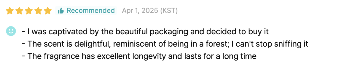 Parnell Cicamanu body wash Hwahae review screenshot showing good user ratings