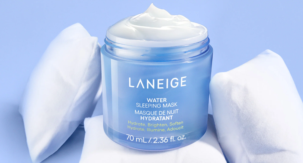 LANEIGE Water Sleeping Mask jar with a creamy texture, representing an overnight sleep mask for deep hydration.