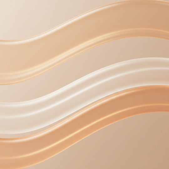肌の弾力や構造を表現した抽象的なスキンケアコンセプト。重なり合うなめらかな波形で、やさしくハリを支える成分を表しています。