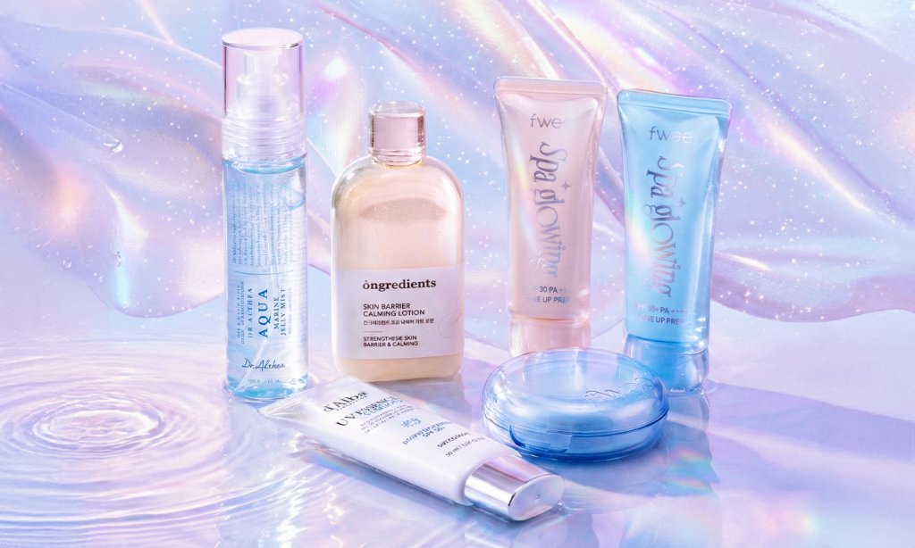 Rutina de cuidado de la piel antes del maquillaje con productos hidratantes y glow, diseñada para crear piel luminosa y un acabado de maquillaje jugoso y equilibrado.