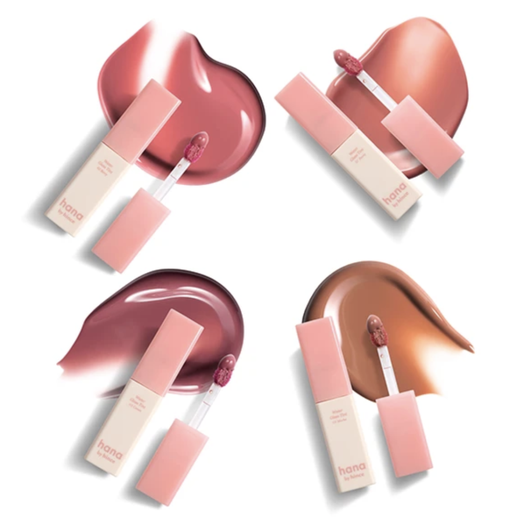 hana by hince ウォーターグラスティント全4色（02ベリー・07ピオニー・08カシス・09モカ）の製品とテクスチャー